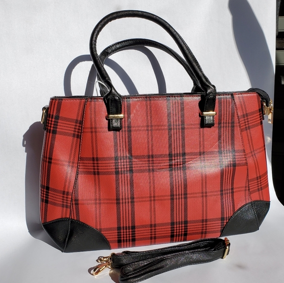 Sold Red & Black plaid satchel - Picture 2 of 5